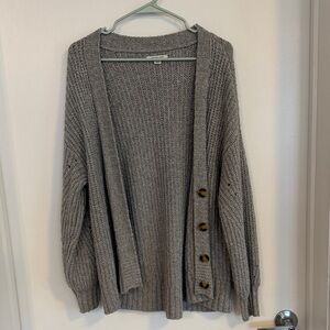 American Eagle Outfitters Gray Button-Front Cardigan